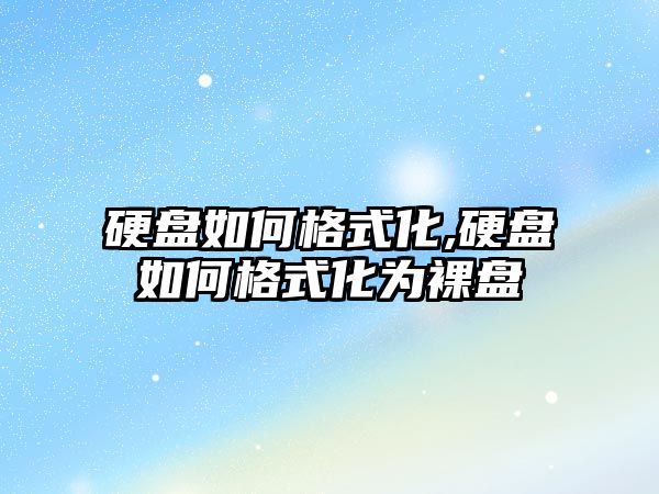 硬盤(pán)如何格式化,硬盤(pán)如何格式化為裸盤(pán)