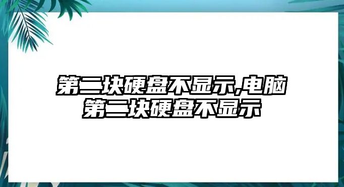 第二塊硬盤(pán)不顯示,電腦第二塊硬盤(pán)不顯示